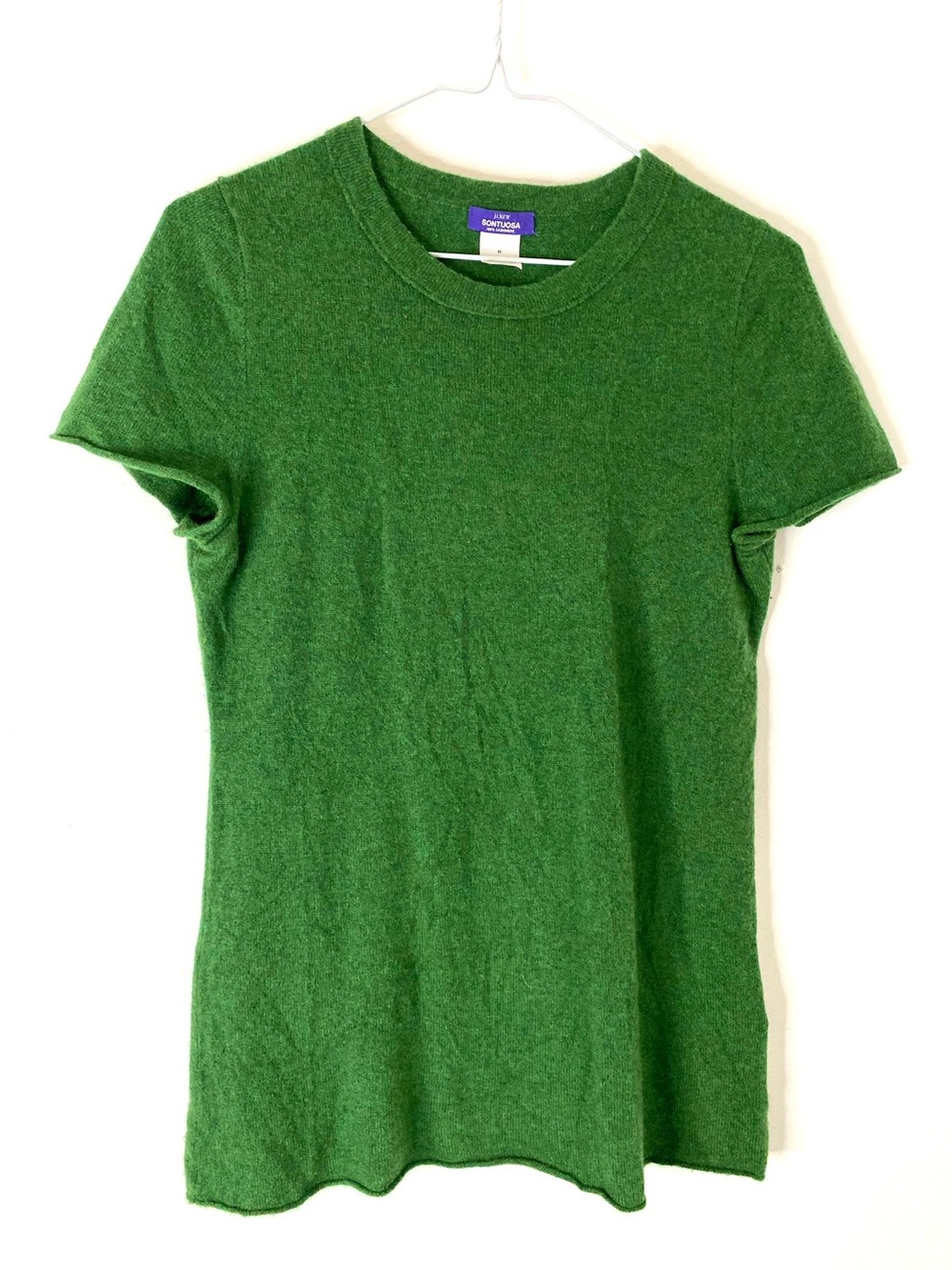 J. Crew Sontuosa 100% Cashmere Green Short Sleeve Sweater Tee